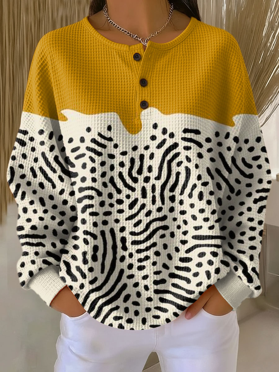 Anya | Haut Waffle à Motifs de Couleurs