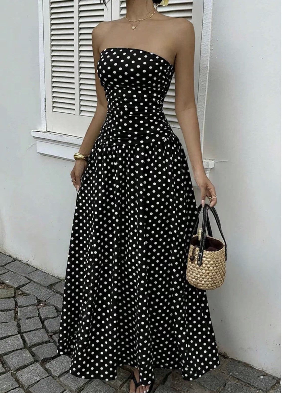 Maxi Robe d'Été à Pois