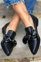Laura | Mocassins Noirs avec Nœud Brillant