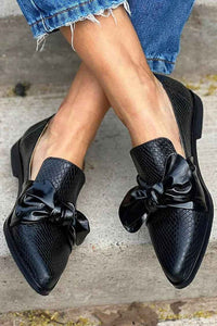 Laura | Mocassins Noirs avec Nœud Brillant