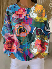 Ines | Artistic Floral Knit Sweater