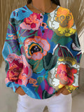 Ines | Artistic Floral Knit Sweater