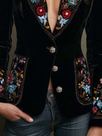 Apolline | Blazer Brodé Fleuri Multicolore