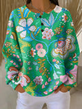 Kathleen | Pull fleuri avec col boutonné