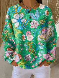 Kathleen | Pull fleuri avec col boutonné