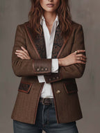 Gisèle | Blazer à Empiècements Imprimé Chevrons