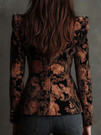 Bertille | Blazer Tailleur Imprimé Fleuri Noir et Bronze