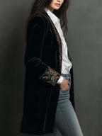 Léontine | Blazer Ajusté Imprimé Baroque Noir