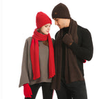 Ensemble de 3 Pièces : Bonnet, Écharpe et Gants en Laine Unie