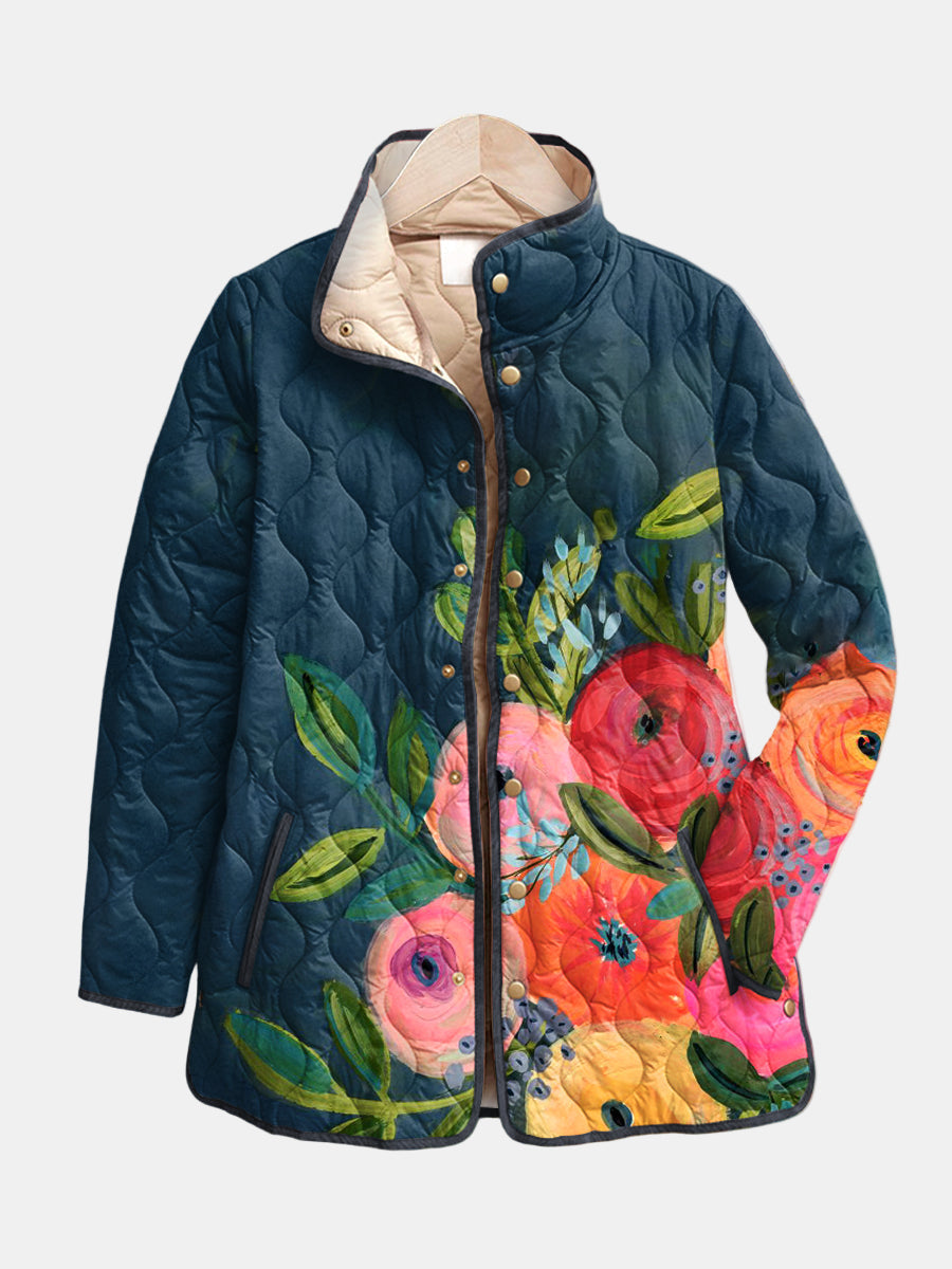 Venlora Mode | Camille Floral Painted Quilted Jacket