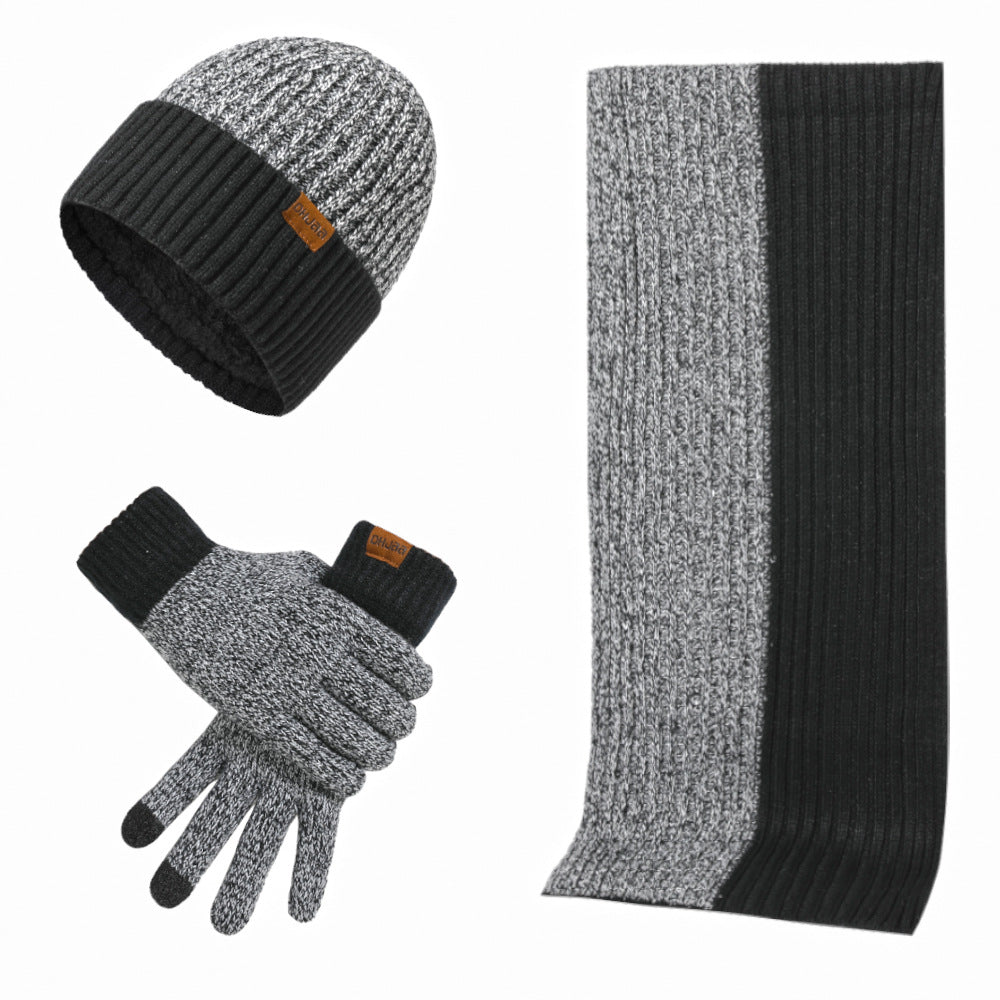 Ensemble d'hiver en laine : Bonnet tricoté, écharpe épaissie et gants - 3 pièces
