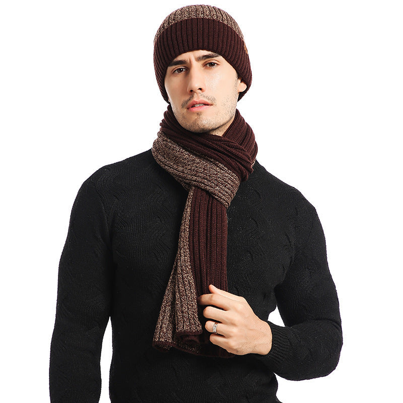 Ensemble d'hiver en laine : Bonnet tricoté, écharpe épaissie et gants - 3 pièces