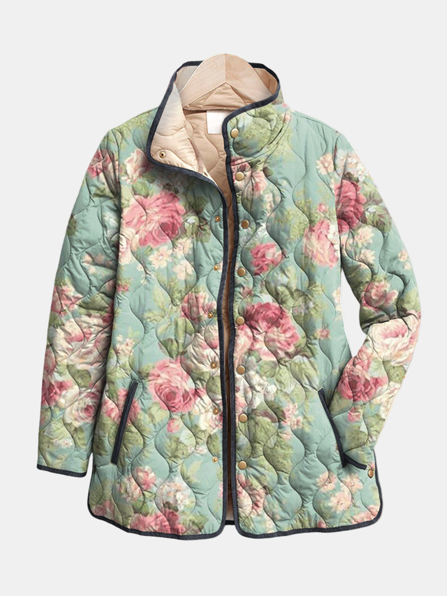 Venlora Mode | Light Quilted Jacket with Vintage Roses