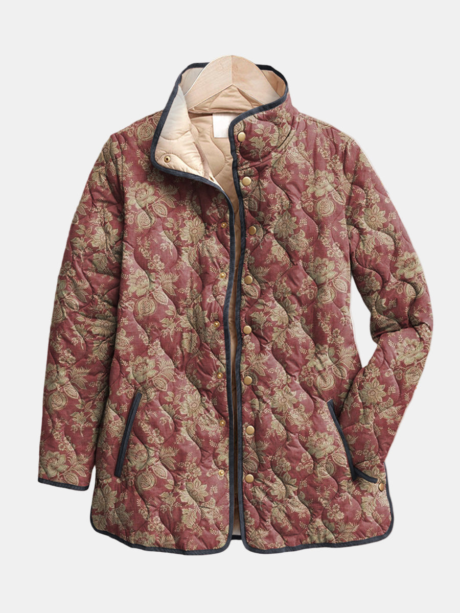 Venlora Mode| Sophie Prune Quilted Damask Jacket