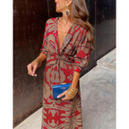 Arabella | Robe Maxi à Col Plongeant et Nœud Torsadé