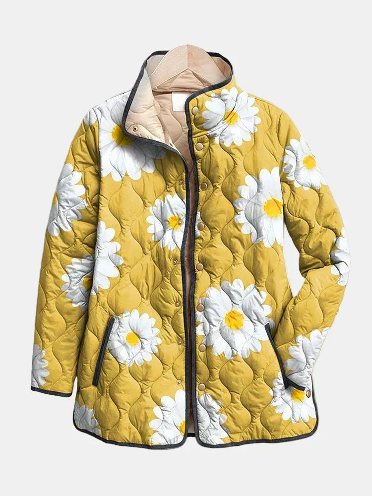 Venlora Mode| Élise Quilted Jacket with Daisy Print