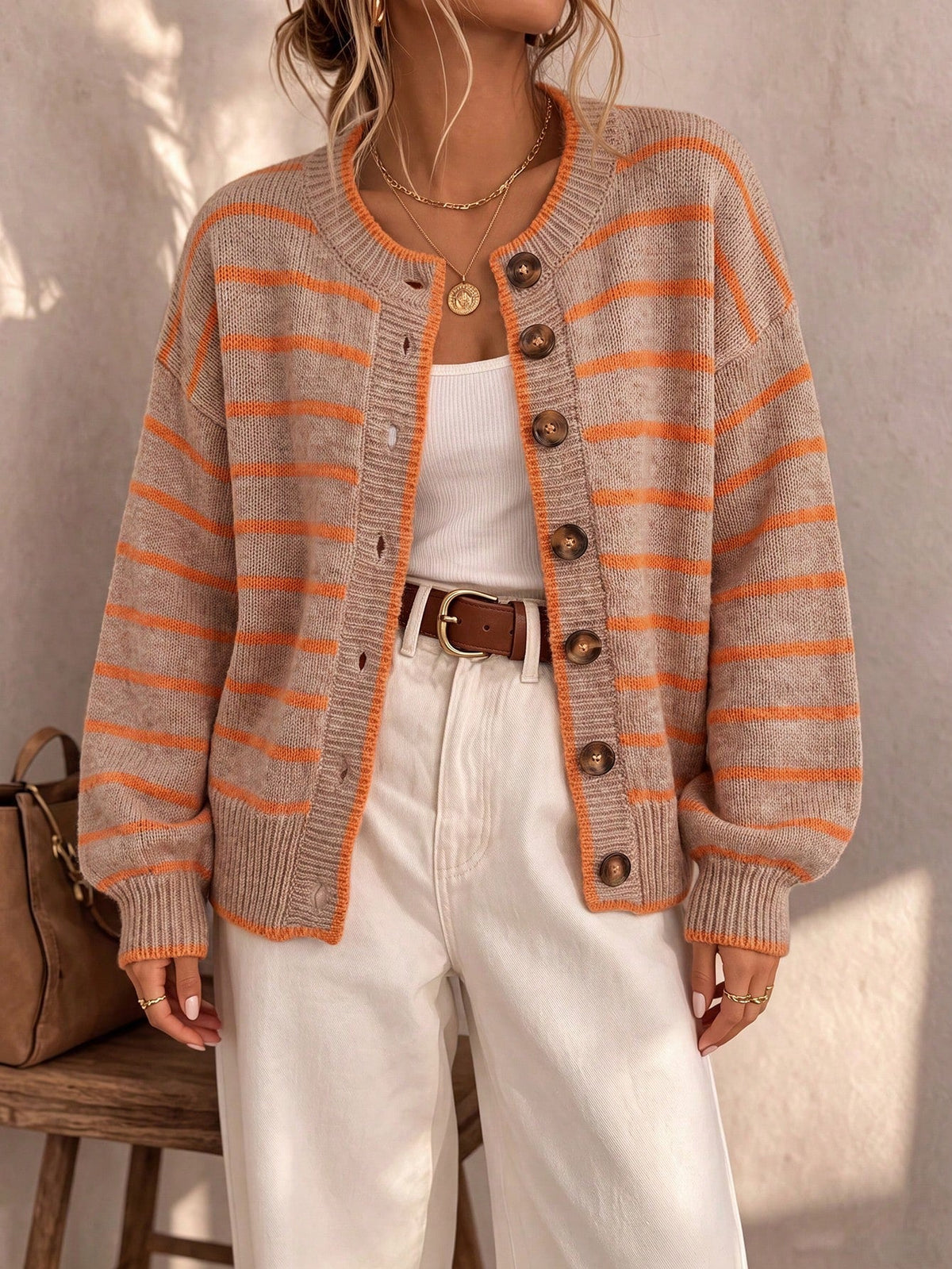 Céliane | Cardigan rayé tricot chic