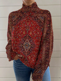 Dahlia | Pull à col roulé avec imprimé orné