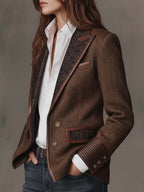 Gisèle | Blazer à Empiècements Imprimé Chevrons