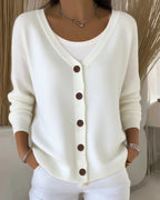 Camélia | Cardigan en maille boutonnée à silhouette structurée