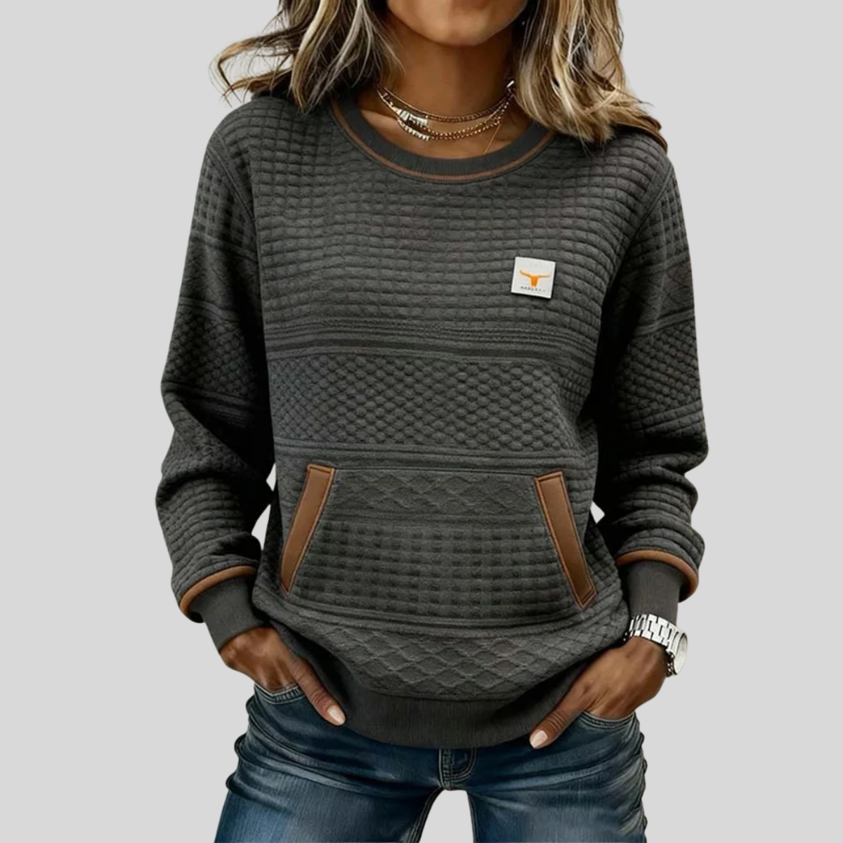 Noelle™ | Sweat-shirt à col rond en couleur bloc