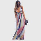 Clover | Robe Longue Imprimée Arc-en-Ciel Bohémienne