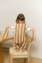 Combinaison de sommeil avec manches et chaussettes - Rayures Kaki & Rose - TOG 2.5