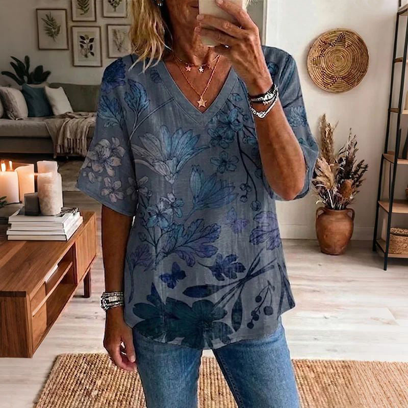 Blouse Vintage à Motif Floral