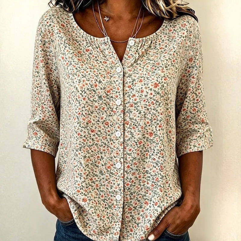 Chemisier Vintage à Motif Floral
