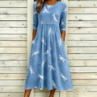 Robe Casual avec Motif Libellule