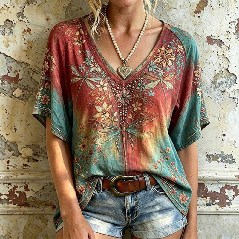 Blouse Vintage à Motif Floral
