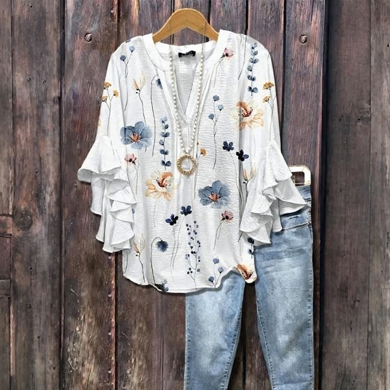 Blouse Vintage à Motif Floral