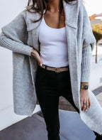 Élodie | Cardigan long en maille à capuche