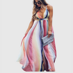 Clover | Robe Longue Imprimée Arc-en-Ciel Bohémienne