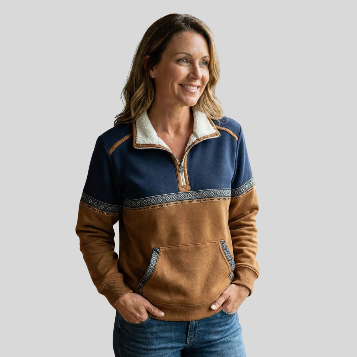 Alvette™ | Pullover Sherpa Kraag à demi-zip