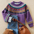 Venlora Mode  | Pull Jacquard Violet Chaleureux Aveline