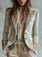 Constance | Blazer Ivoire Brodé Tailleur
