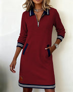Venlora Mode | Robe Polo Zippée Manches Longues Sophie