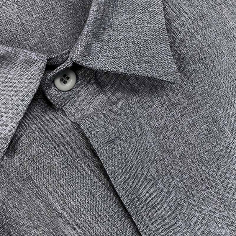 Khalid | Chemise en Lin et Coton avec Col Décontracté pour Homme