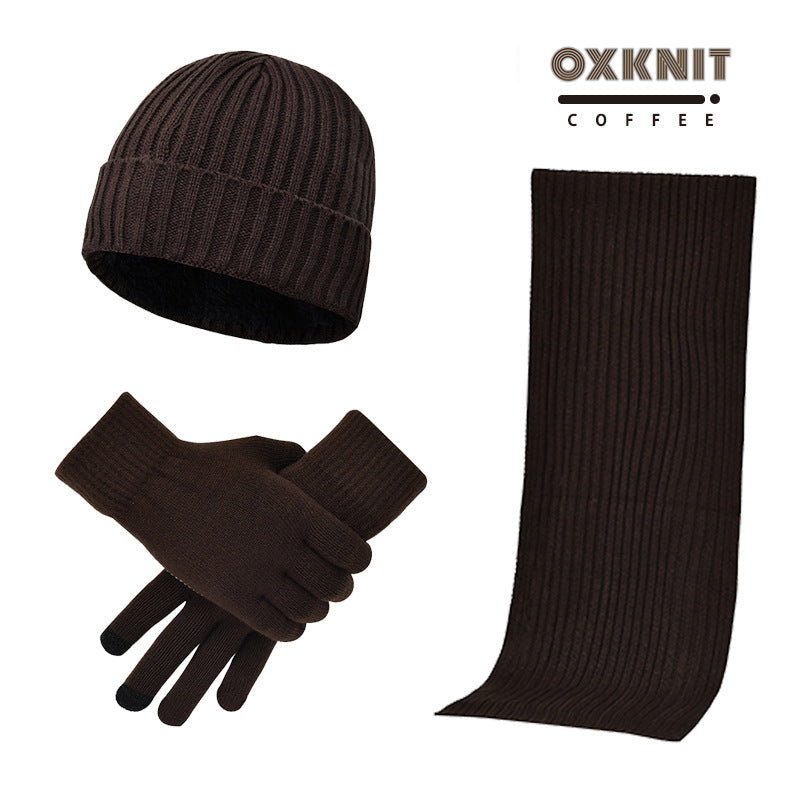 Ensemble de 3 Pièces : Bonnet, Écharpe et Gants en Laine Unie