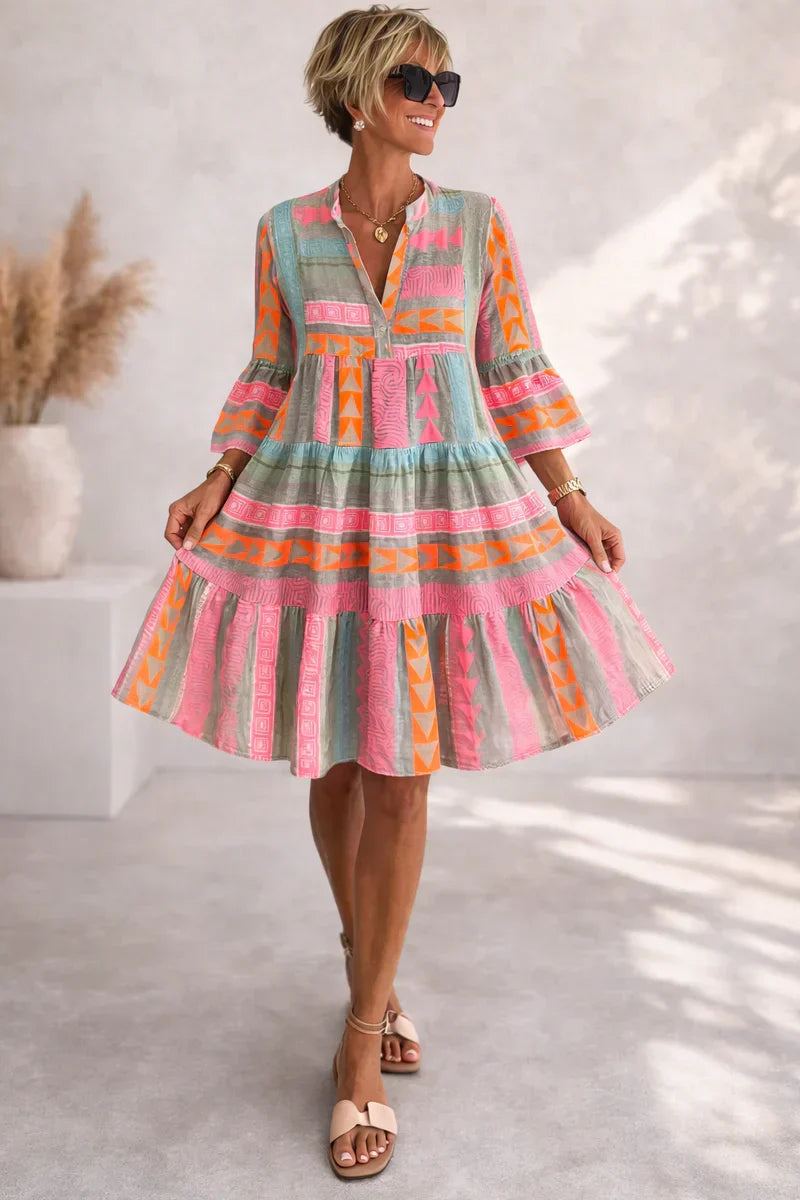 Nova | Une robe midi aux couleurs vives, légère et confortable, idéale pour le week-end