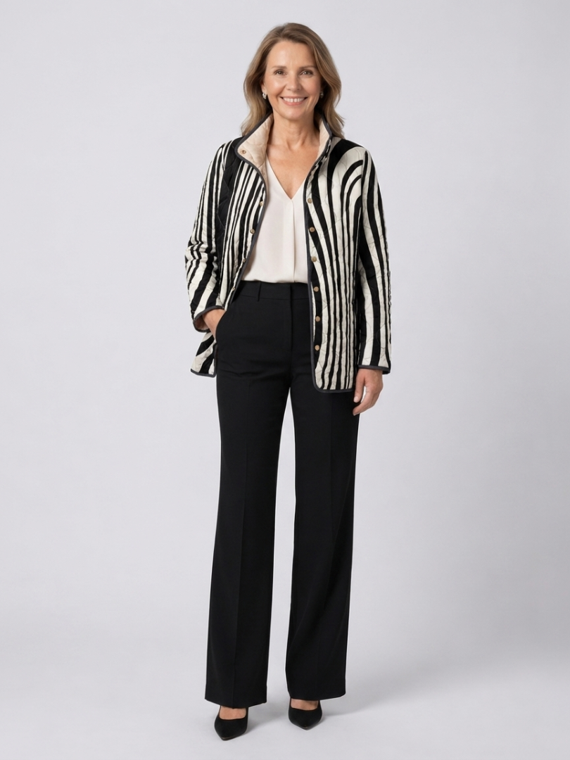 Venlora Mode | Sylvie Zebra-Print Quilted Jacket