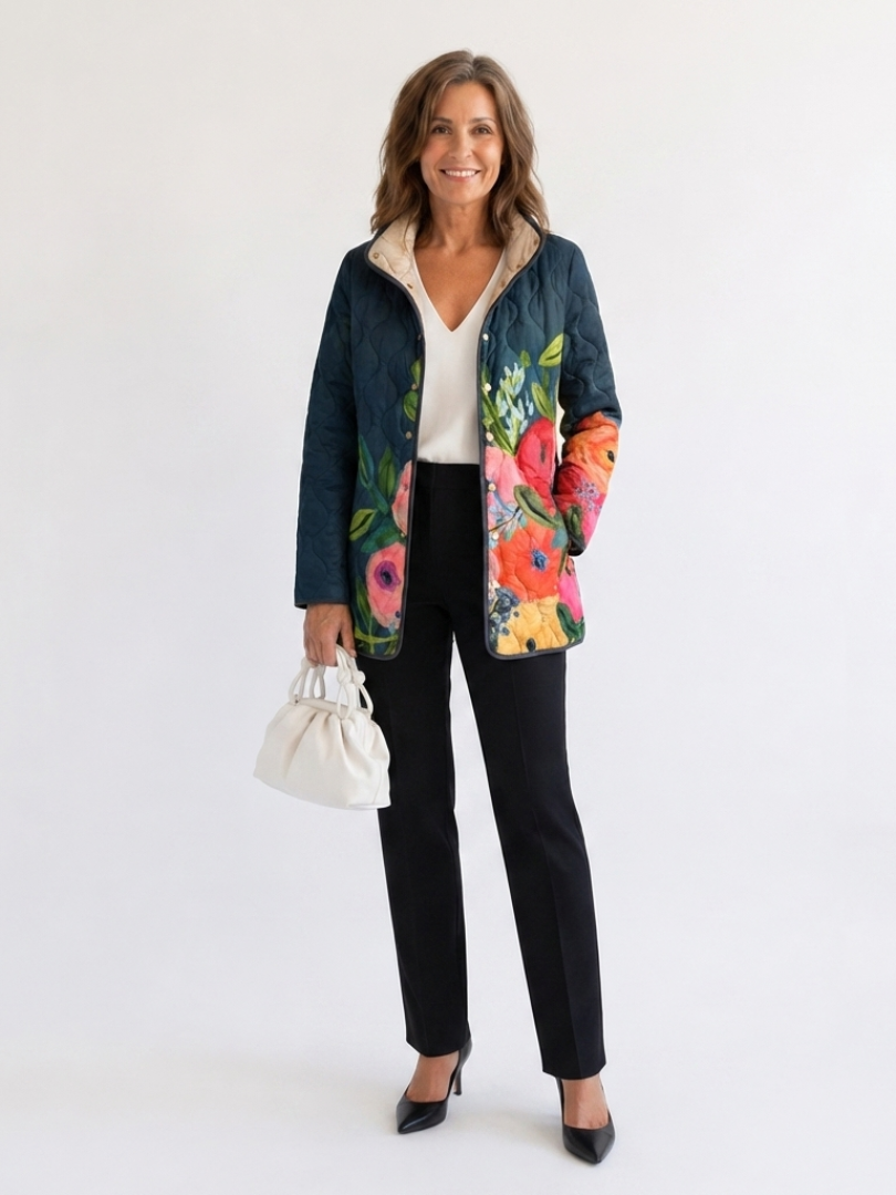 Venlora Mode | Camille Floral Painted Quilted Jacket