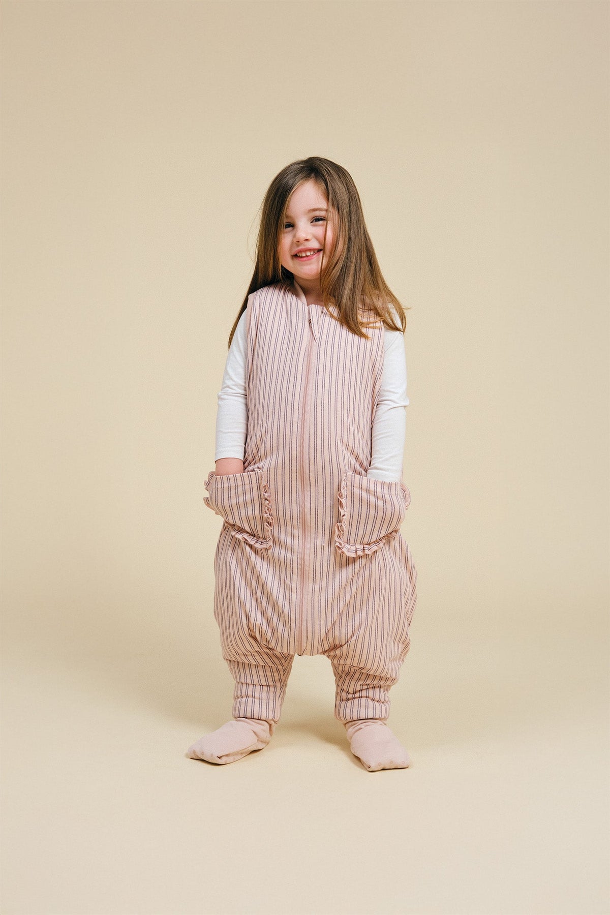 Combinaison de sommeil avec chaussettes - Rayures Navy et Rose - TOG 2.5