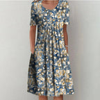 Robe d'été fleurie à coupe évasée pour femmes - Emma