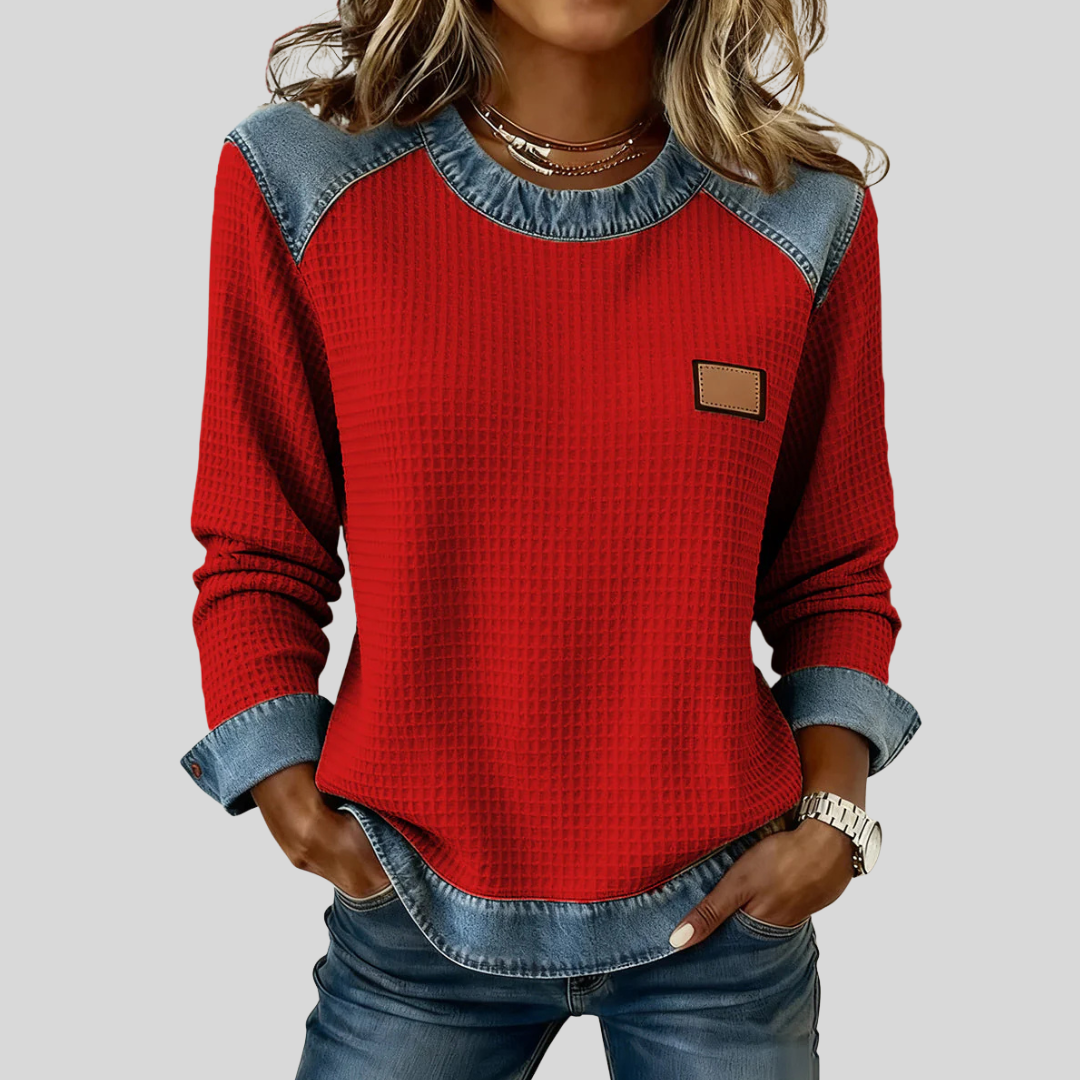 Delancine™ | Sweatshirt en Waffle Design Patchwork