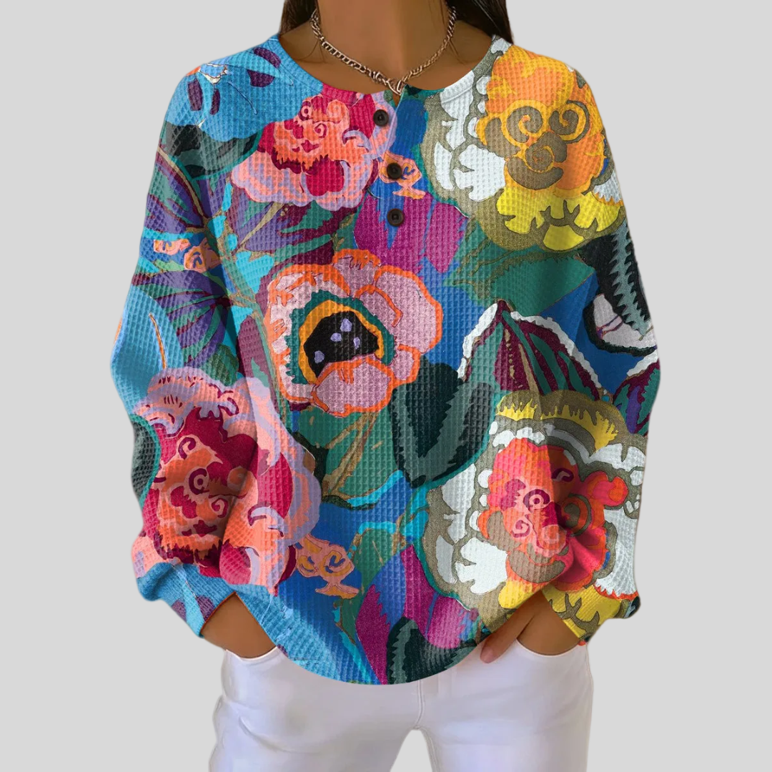 Adorna™ | Sweat-shirt à Fleurs Colorées