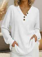 Suzanne | Pull Henley en Tricot Waffle Décontracté