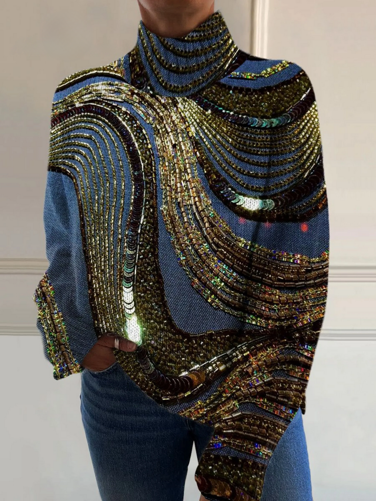 Cressida | Pull Roulé Étincelant pour Noël
