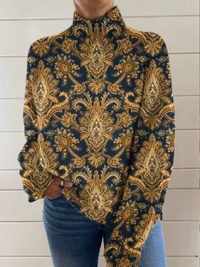 Pauline | Pull à col montant avec motif paisley